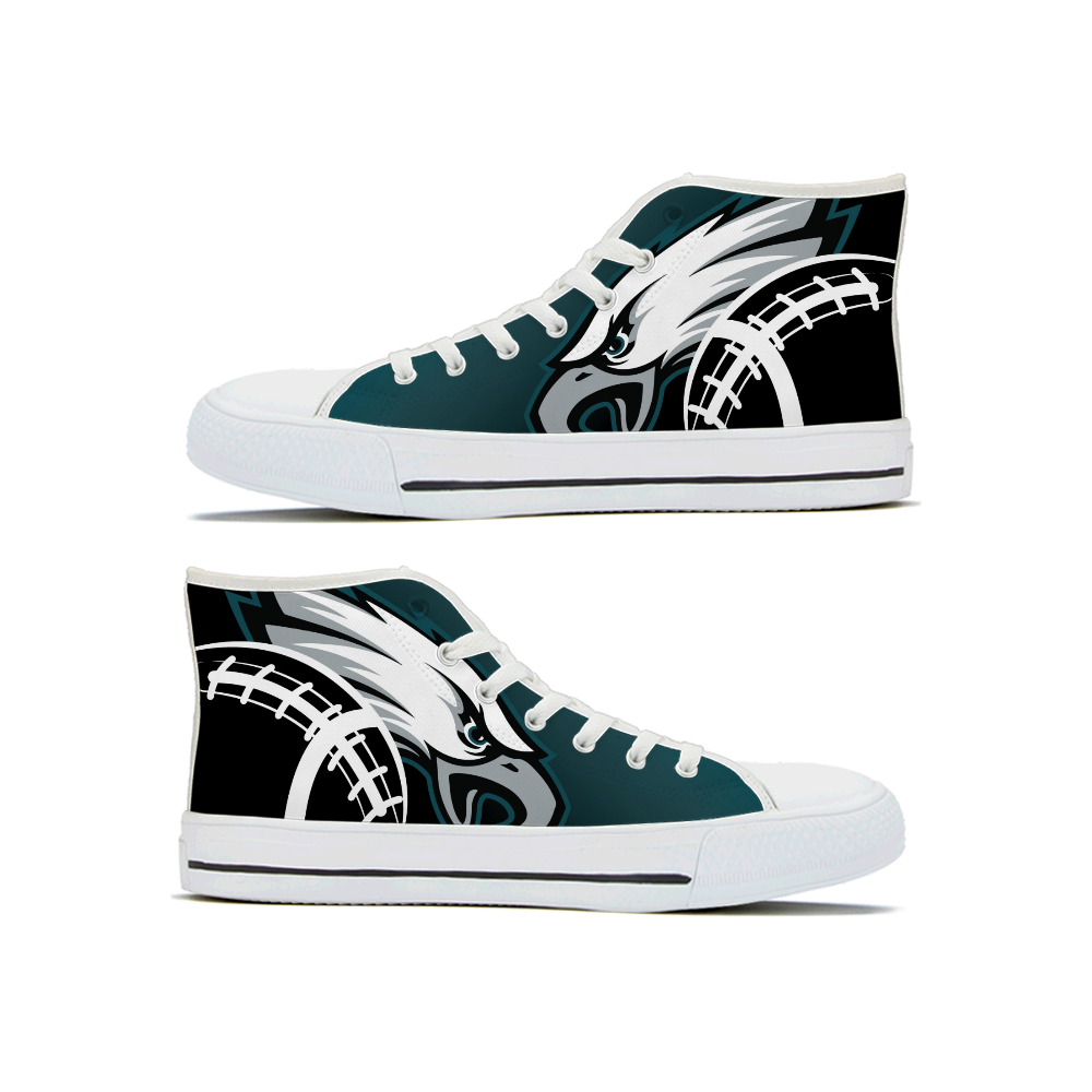 Men's Philadelphia Eagles High Top Canvas Sneakers 001 Men's Philadelphia Eagles High Top Canvas Sneakers 001